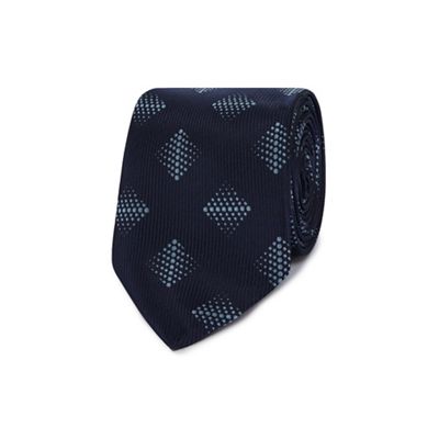 Navy diamond dot patterned slim tie
